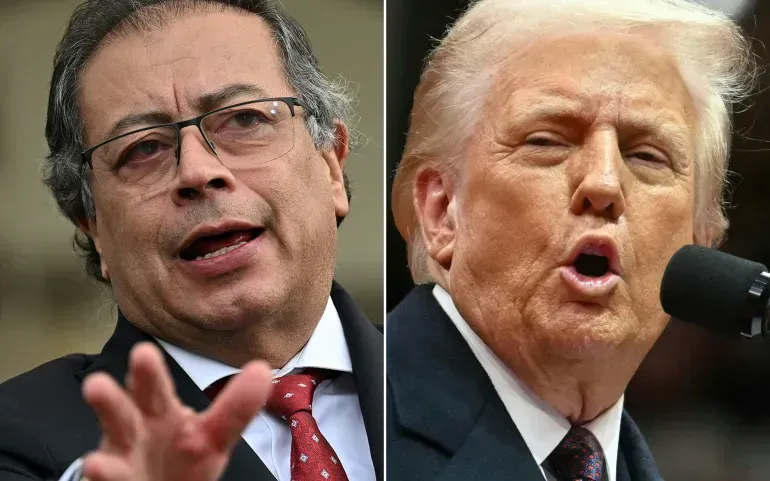 Tổng thống Mỹ Donald Trump (bên phải) cáo buộc Tổng thống Colombia Gustavo Petro khuyến khích sản xuất ma túy quy mô lớn (Ảnh: AFP)